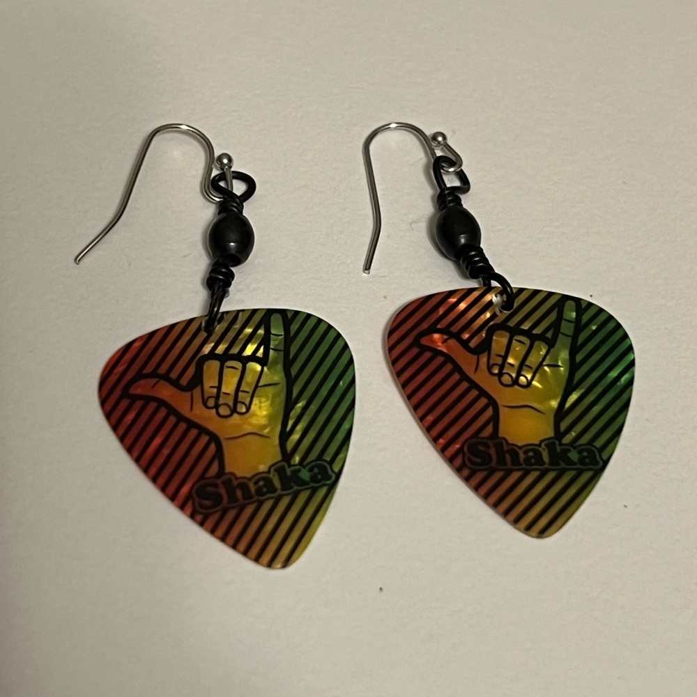 Hawaii Reggae “Shaka” Earrings - Guitar Picks - Brand New Condition